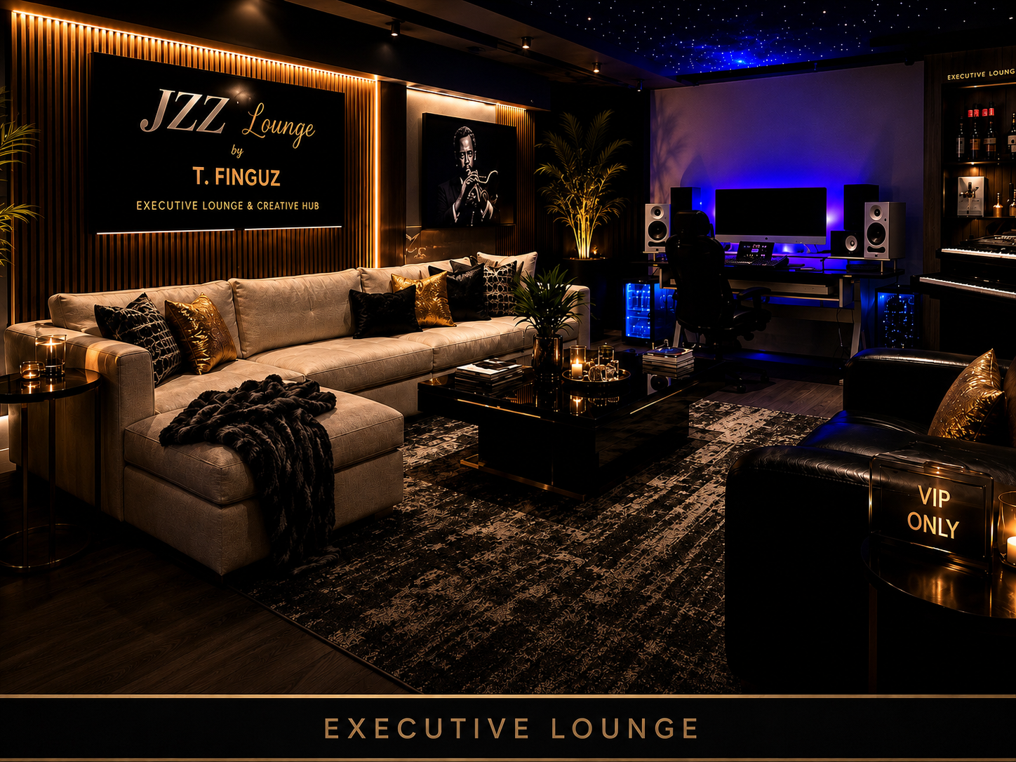 The JZZ Executive Lounge, LLC interior in warm amber light